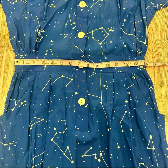 Vintage Raoul Constellation Blouson Dress Size 8 Small Pinup Rockabilly Blue - Picture 8 of 12